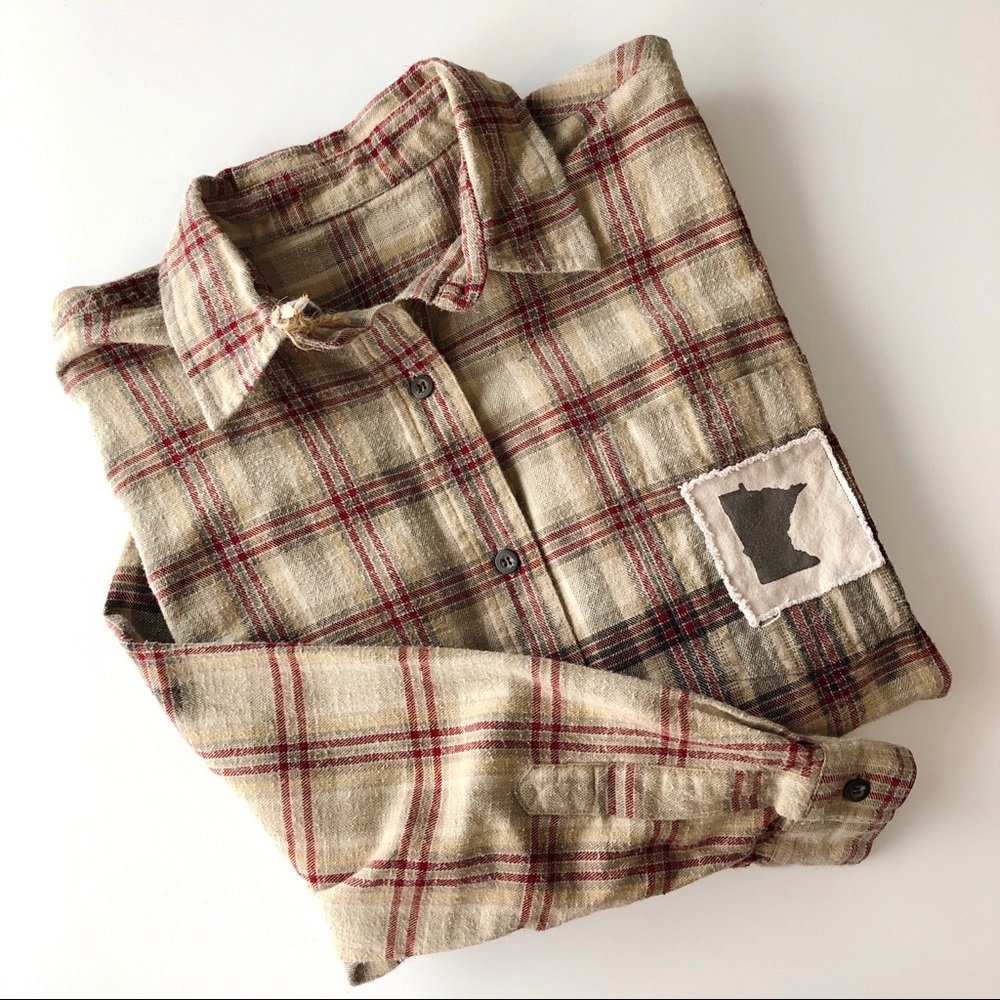 Vintage Minnesota Patchwork Plaid Button Down Top